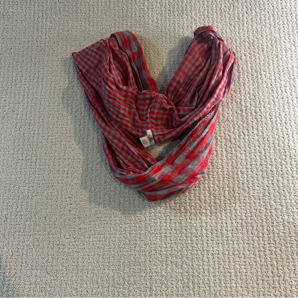 Bass Red and Gray Plaid Scarf